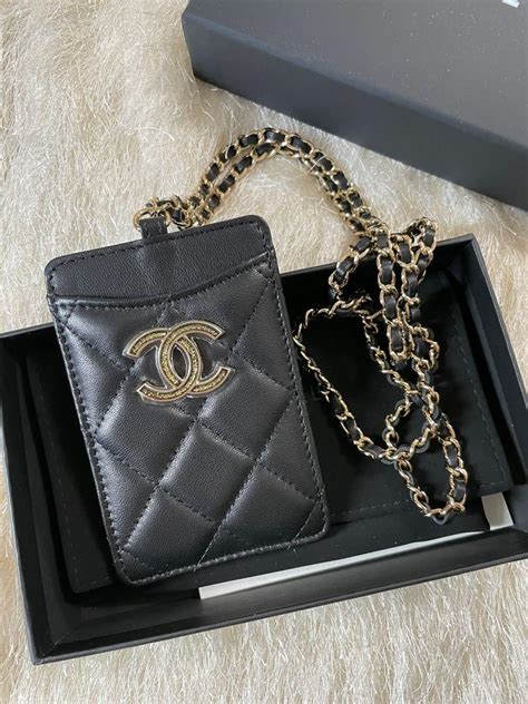 chanel ipad case replica|Chanel card holder lanyard.